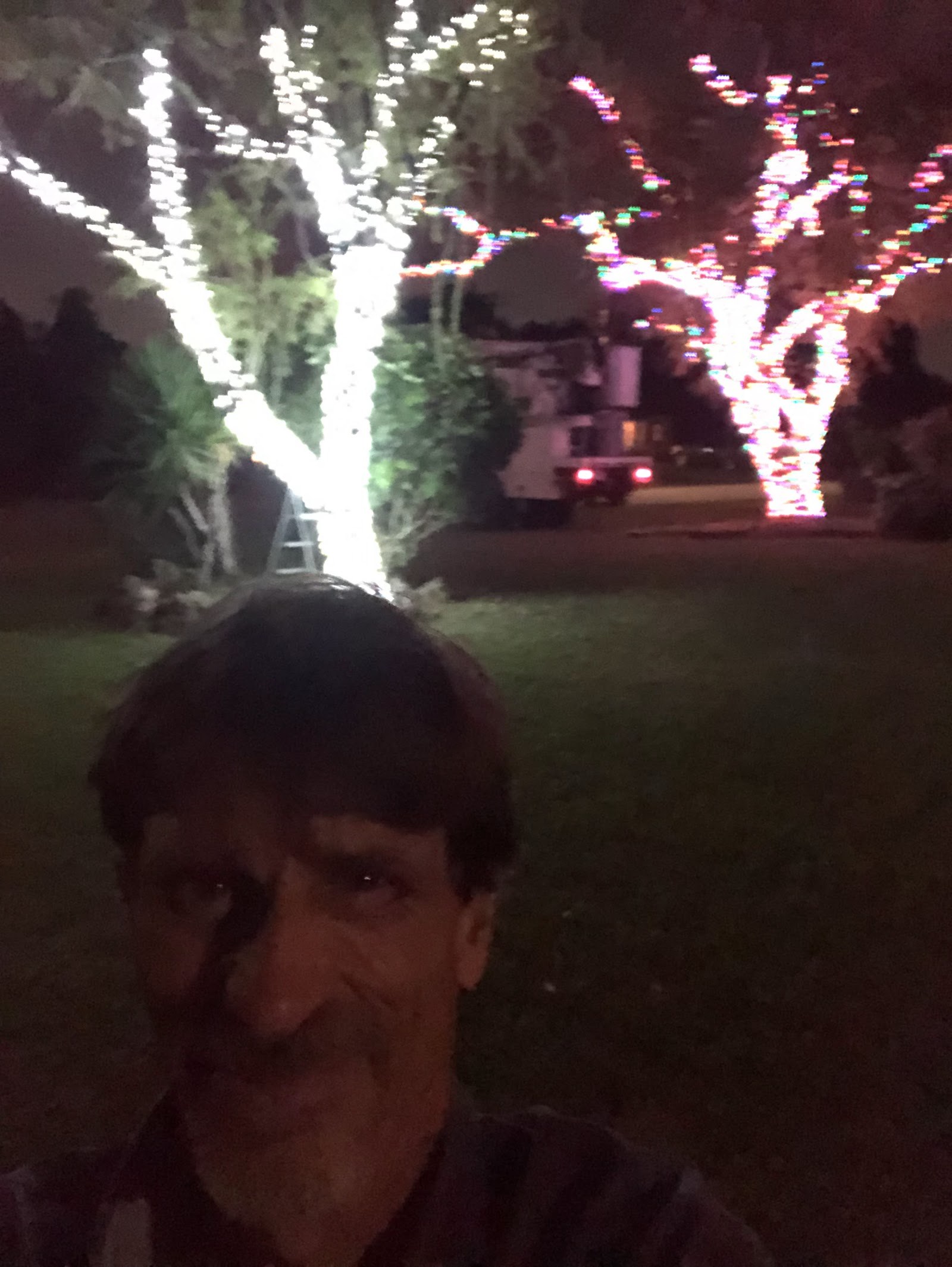 Van on site for a holiday lighting installation